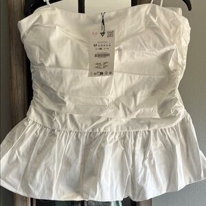 Zara White Strapless Blouse